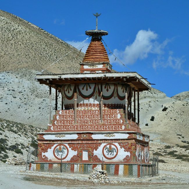 Painted chorten in Upper Mustang