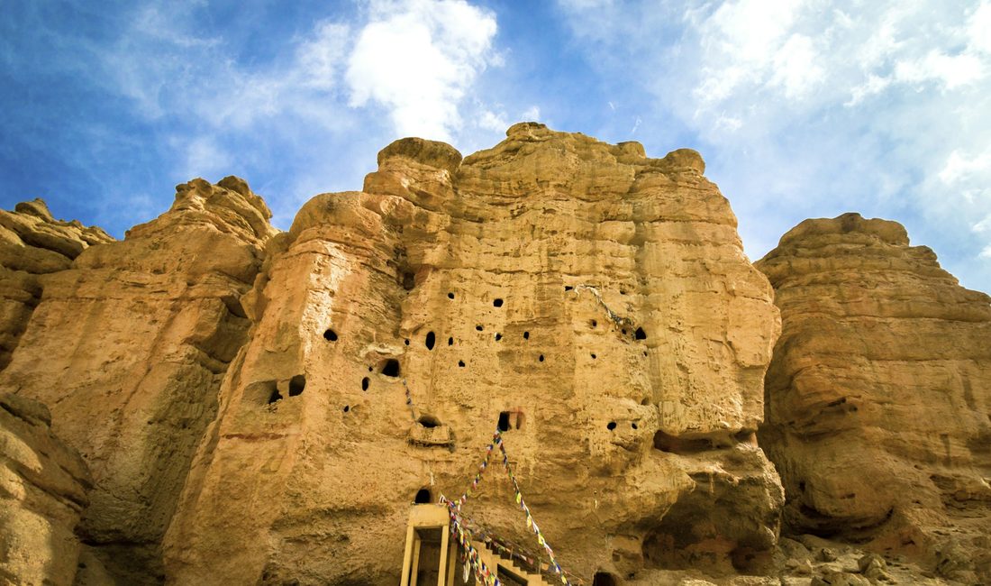 Ancient sky caves in Upper Mustang