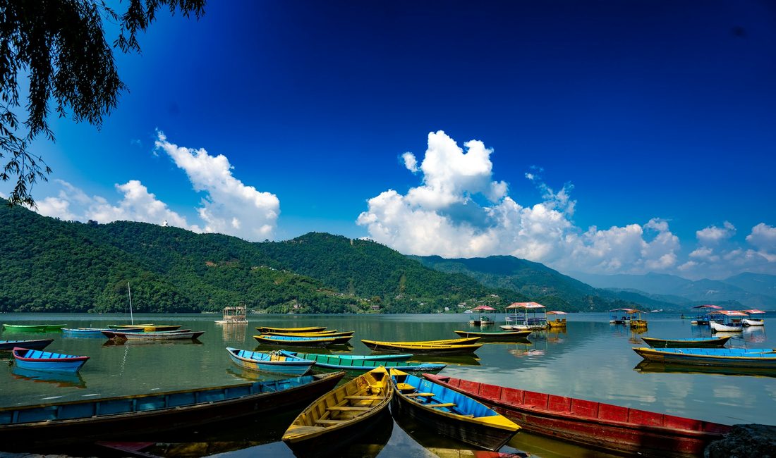 Colourful boats on Phewa Lake, Pokhara